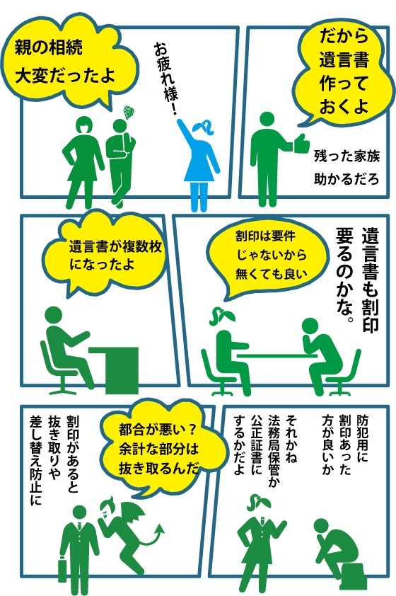 漫画、遺言書に割印は必要か